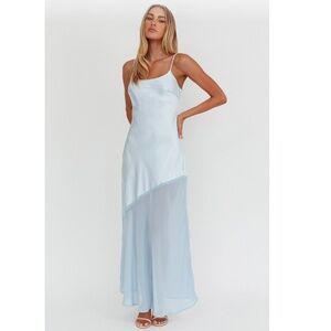 Gilded Dream Chiffon Hem Maxi Dress Baby Blue Selfie Leslie